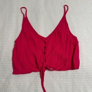 Pink Button Crop Top